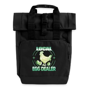 Local egg dealer - Roll Top Backpack with Two Handles - black - Front