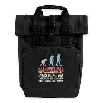 Neandertaler Prähistorischer Primat Anthropologe - Rolltop Rucksack mit zwei Griffen - Schwarz - Vorne