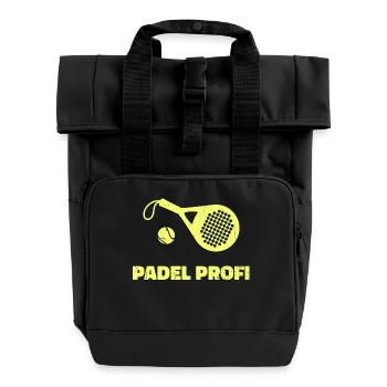 Padel Sport Player Statement Tournament Racket - Roll Top Backpack with Two Handles - black - Front