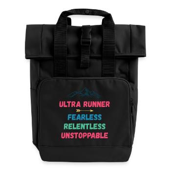 Ultra Runnner - Furchtlos. Unerbittlich. Unaufhaltsam. - Rolltop Rucksack mit zwei Griffen - Schwarz - Vorne