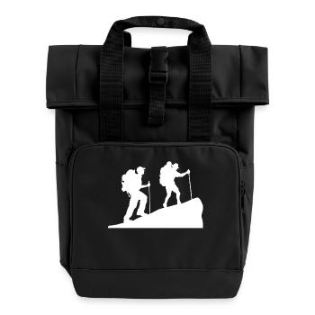 Wanderwege Wanderer Klettersteig Wandern Wanderung - Rolltop Rucksack mit zwei Griffen - Schwarz - Vorne