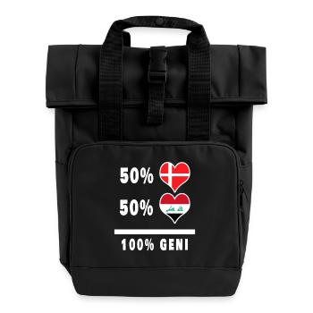 Iraq and Denmark 100% genius flag - Roll Top Backpack with Two Handles - black - Front