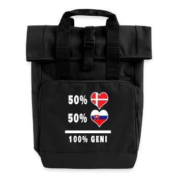 Slowakei und Dänemark 100% geniale Flagge - Rolltop Rucksack mit zwei Griffen - Schwarz - Vorne