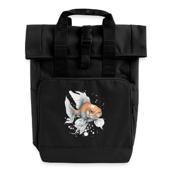 Goldfish in the water flash - Roll Top Backpack with Two Handles - black - Front
