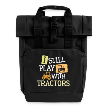 Farmer Statement Arable Farming Tractor Field Commercial Vehicle - Roll Top Backpack with Two Handles - black - Front
