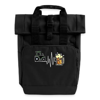 Farm Farmer Vehicle Tractor Statement - Roll Top Backpack with Two Handles - black - Front