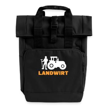 Fahrzeug Landwirt Spruch Traktor Landwirtschaft - Rolltop Rucksack mit zwei Griffen - Schwarz - Vorne