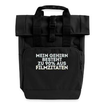Movies Statement Streaming Kino Filme Kinoabend - Rolltop Rucksack mit zwei Griffen - Schwarz - Vorne