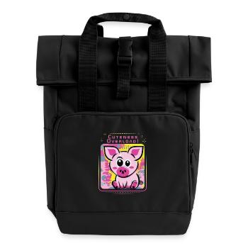 Free-spirited mud pig - Roll Top Backpack with Two Handles - black - Front