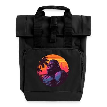 Cooler Gorilla im Sonnenuntergang – Tierisches - Rolltop Rucksack mit zwei Griffen - Schwarz - Vorne