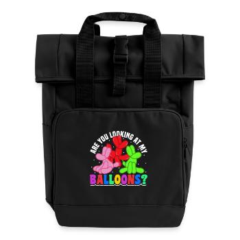 Balloon Twisting Design - Roll Top Backpack with Two Handles - black - Front