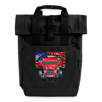 American Classic Hot Rod R6Z - Roll Top Backpack with Two Handles - black - Front