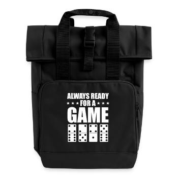 Domino Spiel Design - Rolltop Rucksack mit zwei Griffen - Schwarz - Vorne