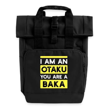 Baka Statement Anime Manga Japan Animation Otaku - Roll Top Backpack with Two Handles - black - Front