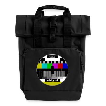 Test pattern arabic - Roll Top Backpack with Two Handles - black - Front