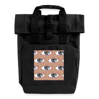 Eyes lined up - Roll Top Backpack with Two Handles - black - Front