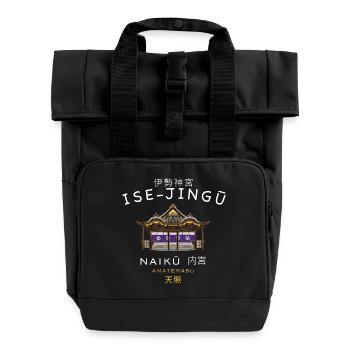 Japan, Ise-Jingu Shrine, Amaterasu, hand drawing - Roll Top Backpack with Two Handles - black - Front
