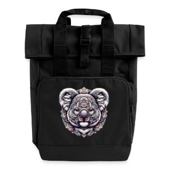 Koala mit Mandalas dekoriert - Rolltop Rucksack mit zwei Griffen - Schwarz - Vorne