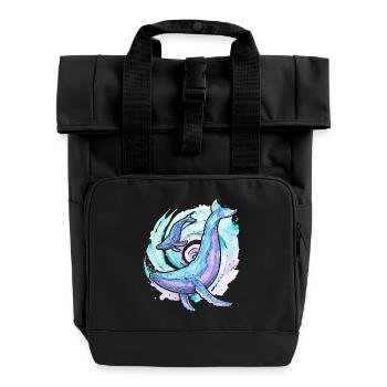 Buckelwal mit Kalb - Rolltop Rucksack mit zwei Griffen - Schwarz - Vorne
