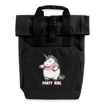 Unicorn Party Girl - Roll Top Backpack with Two Handles - black - Front