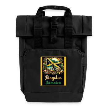 Jamaïque Kingston Reggae Design - Sac à dos Roll Top à deux anses - noir - Devant