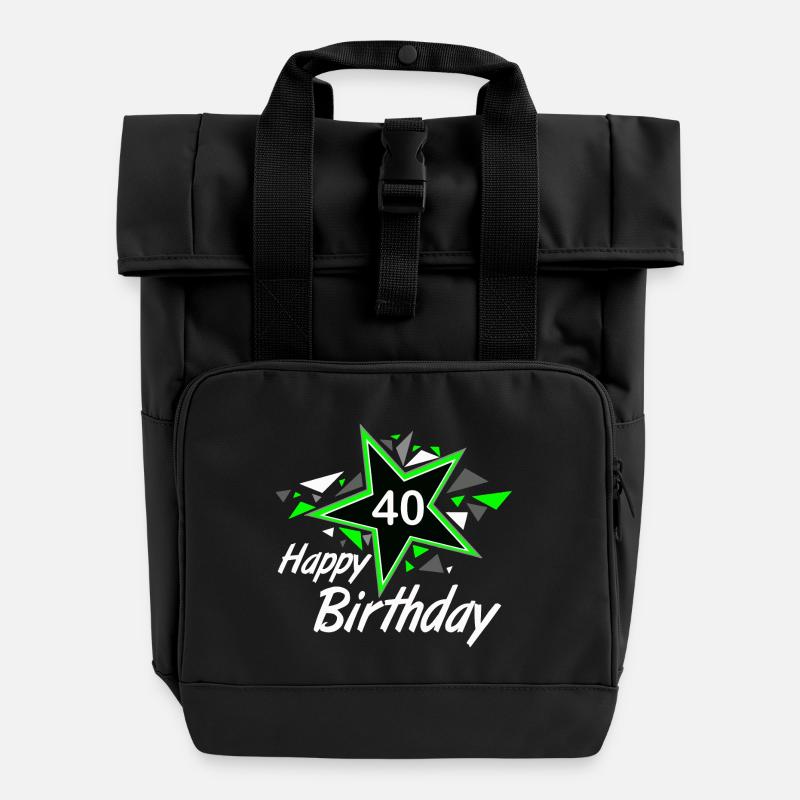 40.Anniversaire, 40 Joyeux anniversaire Étoile 40 (25) - Sac à dos Roll Top à deux anses - noir