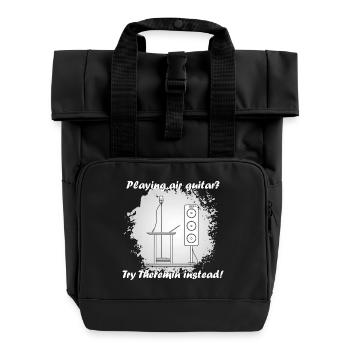 Playing air guitar? Try Theremin instead - Roll Top Backpack with Two Handles - black - Front