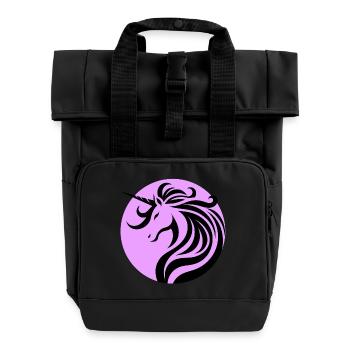 Einhornsegen Lavendel - Rolltop Rucksack mit zwei Griffen - Schwarz - Vorne