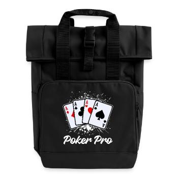 Jeu de cartes de casino Poker professionnel - Sac à dos Roll Top à deux anses - noir - Devant
