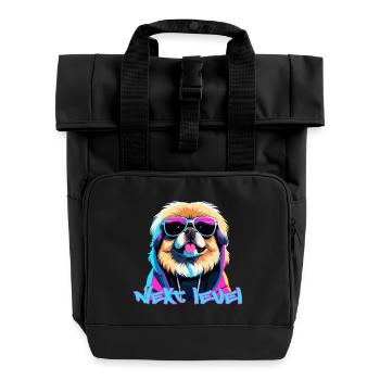 Pekingese Next Level Löwenhund Hund Geschenk - Rolltop Rucksack mit zwei Griffen - Schwarz - Vorne