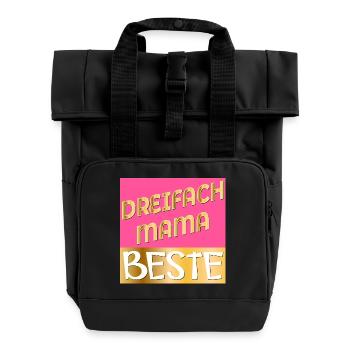 DREIFACH MAMA MUTTERTAG - Rolltop Rucksack mit zwei Griffen - Schwarz - Vorne
