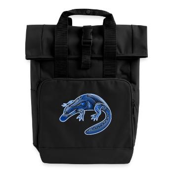 Schnabeltier, Aborigine-Motive, Stammesblau, - Rolltop Rucksack mit zwei Griffen - Schwarz - Vorne