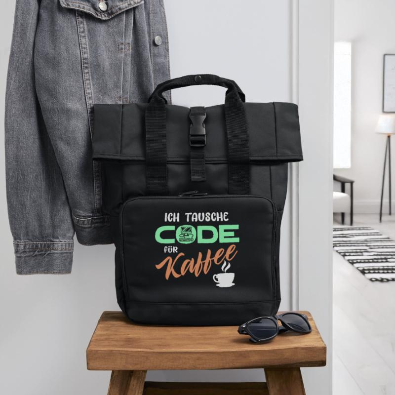 Code Developer Statement Programmierer Computer Rolltop Rucksack mit zwei Griffen