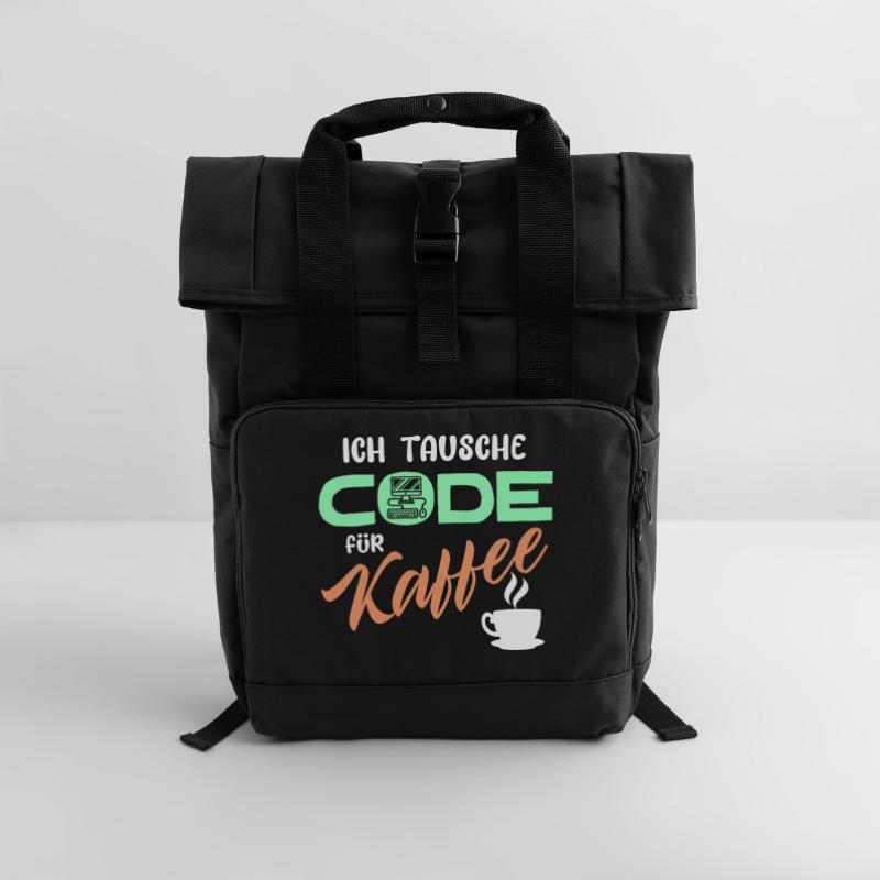 Code Developer Statement Programmierer Computer Rolltop Rucksack mit zwei Griffen