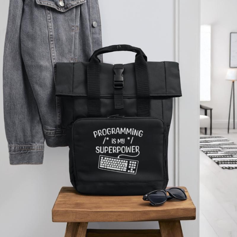 Computerfreak Developer Statement Coden Informatik Rolltop Rucksack mit zwei Griffen