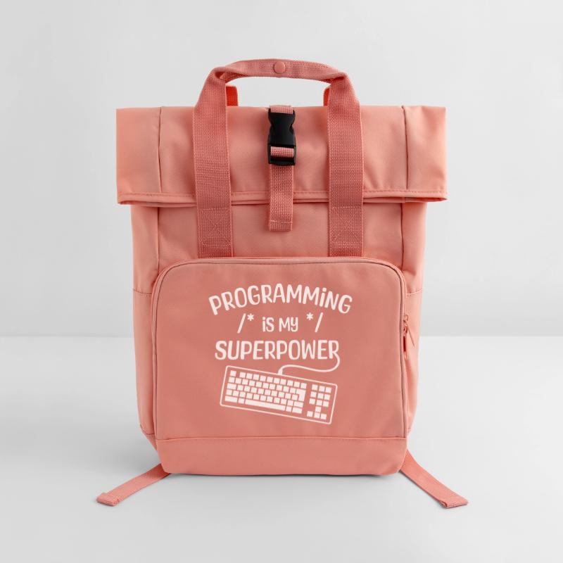 Computerfreak Developer Statement Coden Informatik Rolltop Rucksack mit zwei Griffen