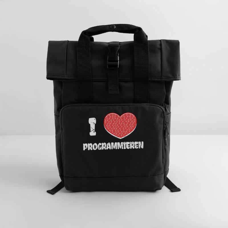 Developer Herz Programmierer Statement Informatik Rolltop Rucksack mit zwei Griffen