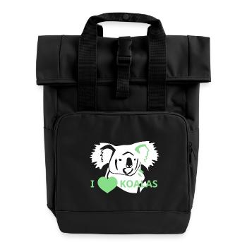 LoveKoalas - Roll Top Backpack with Two Handles - black - Front