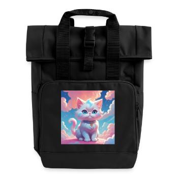 Kitten - Roll Top Backpack with Two Handles - black - Front
