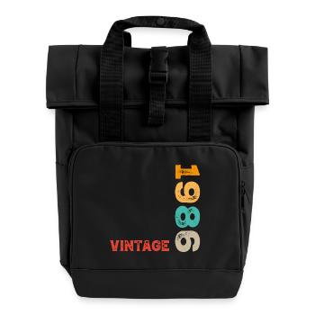 40th Birthday - Roll Top Backpack with Two Handles - black - Front