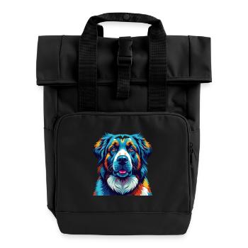 Zentralasiatische Schäferhund Hunderasse Karikatur Kawaii - Rolltop Rucksack mit zwei Griffen - Schwarz - Vorne