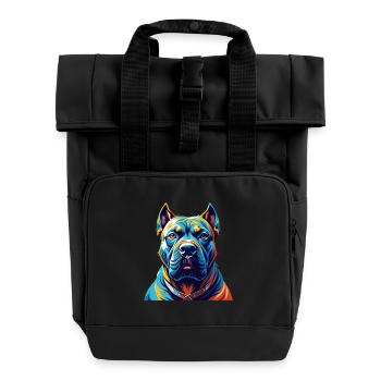 Perro De Presa Canario Hunderasse Cartoon Kawaii - Rolltop Rucksack mit zwei Griffen - Schwarz - Vorne