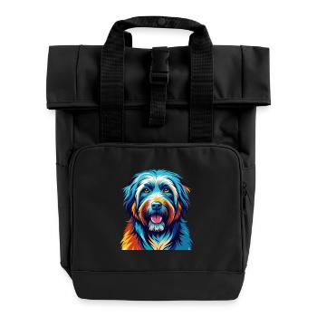 Pyrenäen-Schäferhund-Rasse Bunte Karikatur Kawaii - Rolltop Rucksack mit zwei Griffen - Schwarz - Vorne
