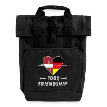 Lettland und Deutschland 100% Freundschaft - Rolltop Rucksack mit zwei Griffen - Schwarz - Vorne