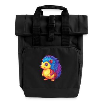 Igel Bunte Kawaii Cartoon Figur Clipart - Rolltop Rucksack mit zwei Griffen - Schwarz - Vorne