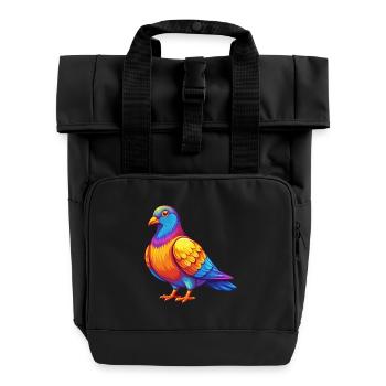 Taube Bunte Kawaii Cartoon Figur Clipart - Rolltop Rucksack mit zwei Griffen - Schwarz - Vorne