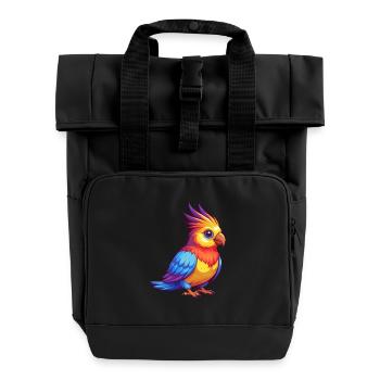 calopsitte coloré Kawaii personnage de dessin animé oiseau - Sac à dos Roll Top à deux anses - noir - Devant