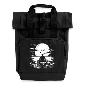 Rower Drawing - Roll Top Backpack with Two Handles - black - Front