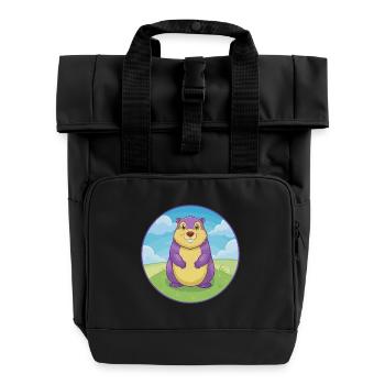 Marmot Cute Kawaii Cartoon Clipart Animal Pet - Roll Top Backpack with Two Handles - black - Front