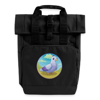 Taube Niedliche Kawaii Cartoon Clipart Tier Haustier - Rolltop Rucksack mit zwei Griffen - Schwarz - Vorne